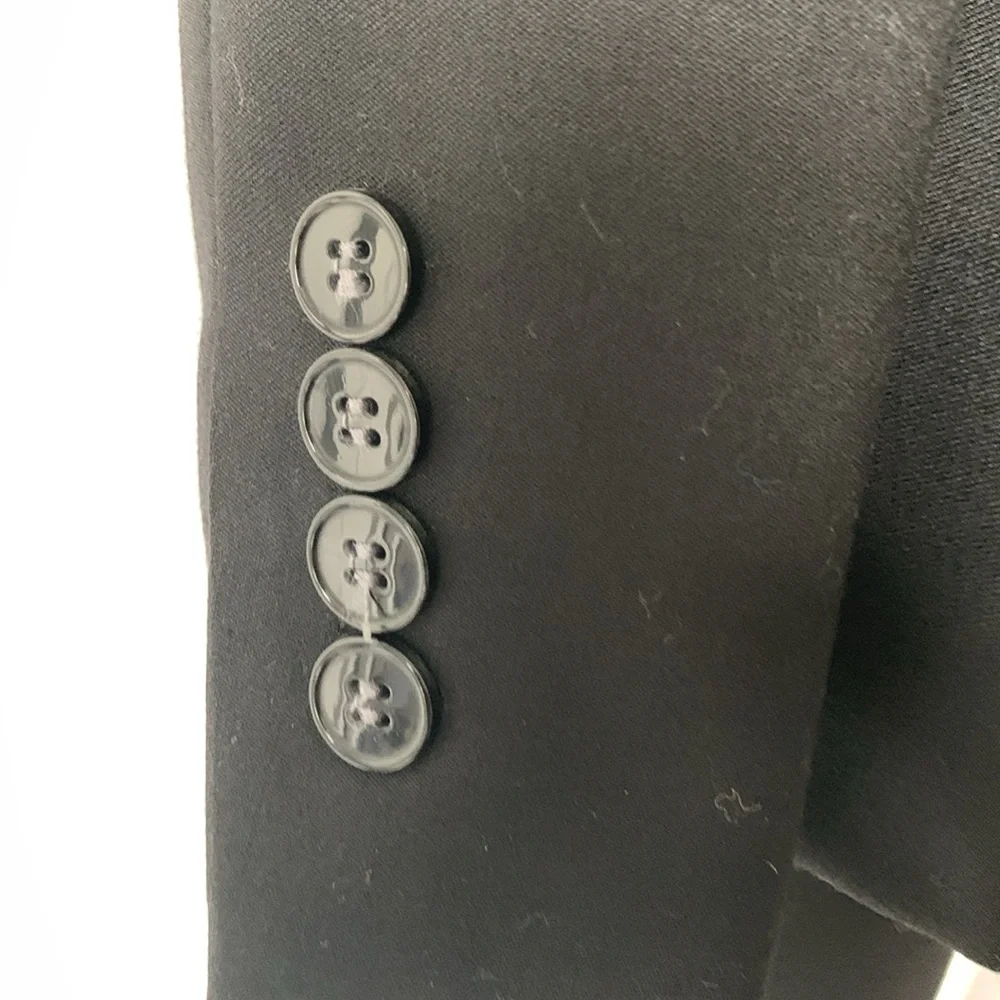 Calvin Klein Men Sport Coat Suit Blazer 2 Button‎ Black Wool Natural Stretch 46R
